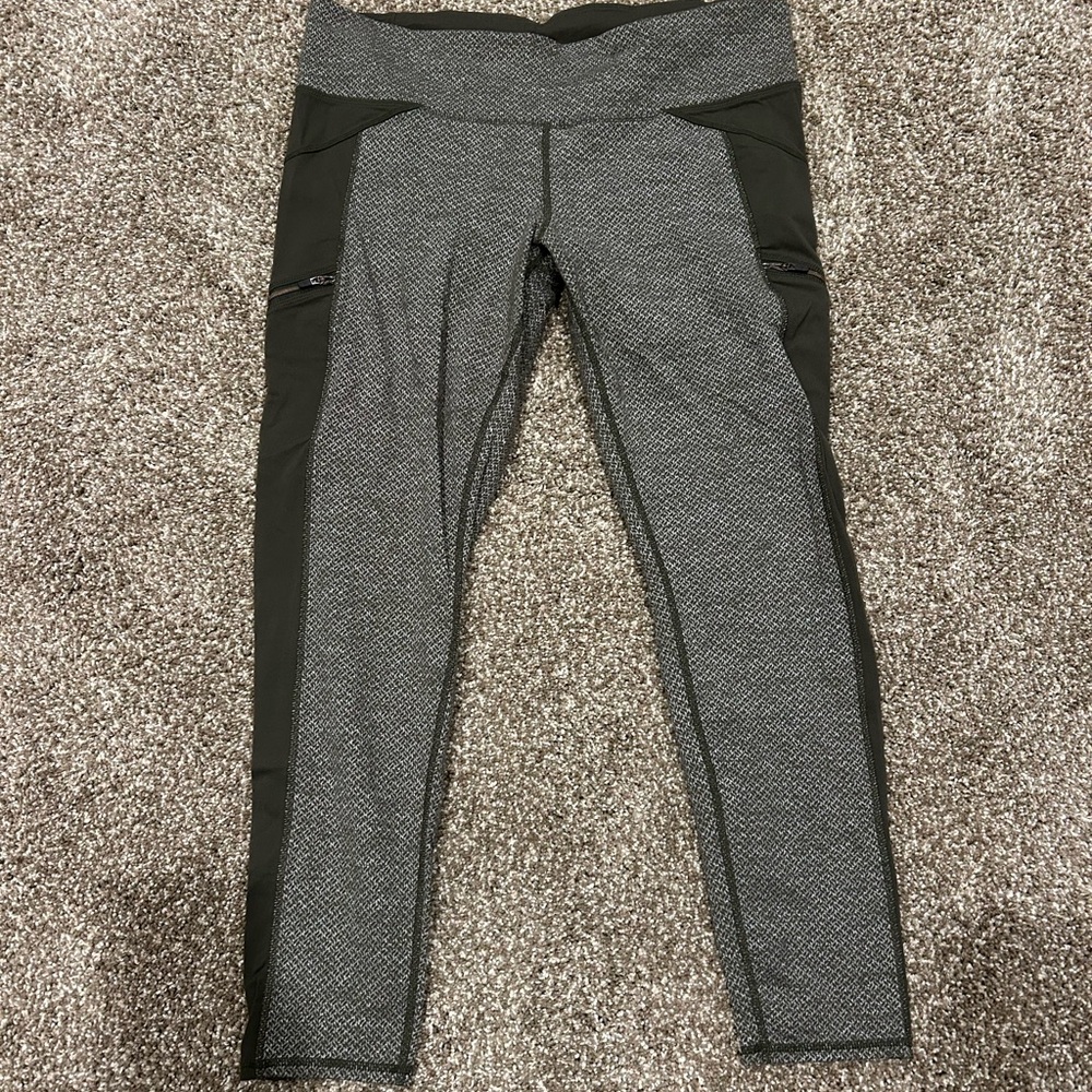 Athleta Olive and Gray Leggings